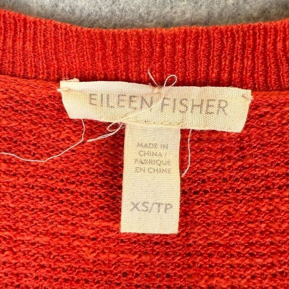 Eileen Fisher Womens Size XS Organic Linen Cotton Pullover Sweater Red V Neck - Picture 2 of 8